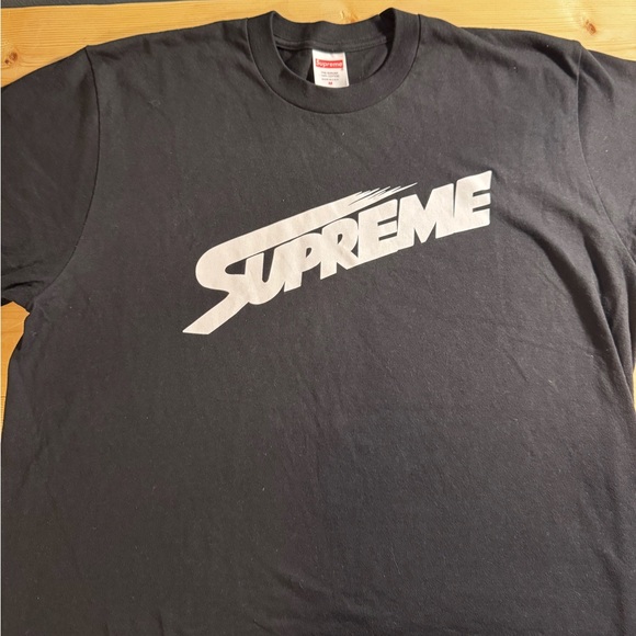 Supreme Black Tee with White Slanted Logo - Picture 3 of 4